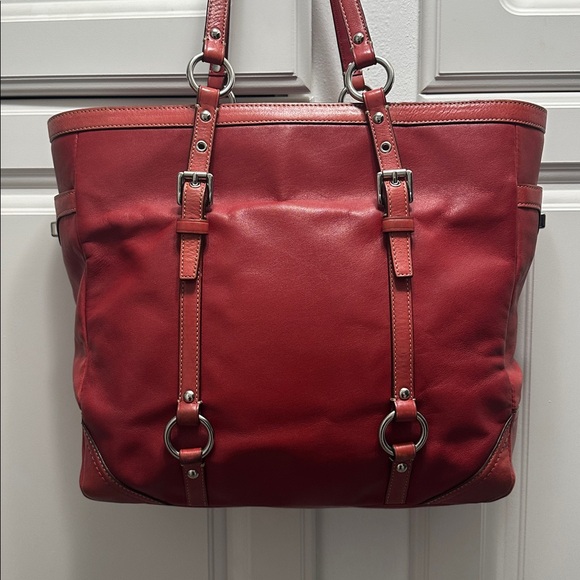Coach Cherry Red Leather Tote 2010 East/West Gallery - Picture 3 of 16
